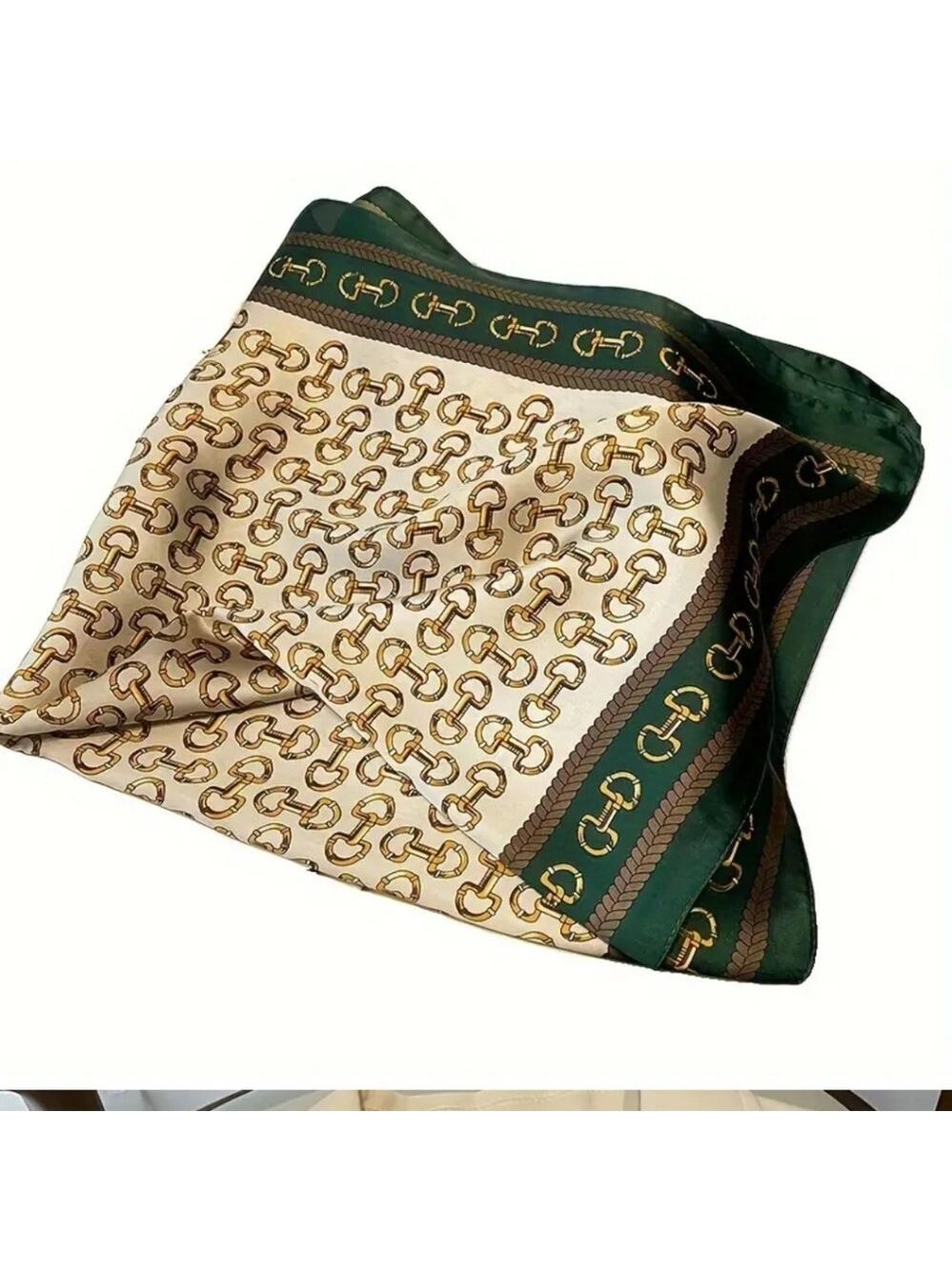 CHAIN PATTERN FASHION SCARF Green GOLD - Picture 2 of 4